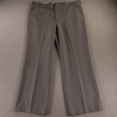 VTG Twill Pants Mens 42 Brown Gray Heather Polyester Serge Twill 42x30