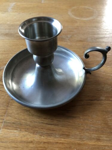 Vintage Early American Pewter by Web Silver Co Chamberstick Candle Holder - Picture 1 of 4