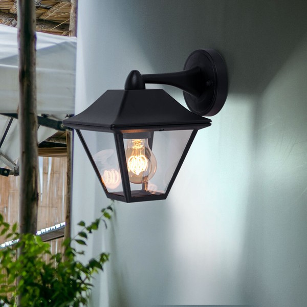 Wandleuchte AußEnleuchte Wandlaterne Hauswandlampe Led Alu Schwarz Glas Klar-image