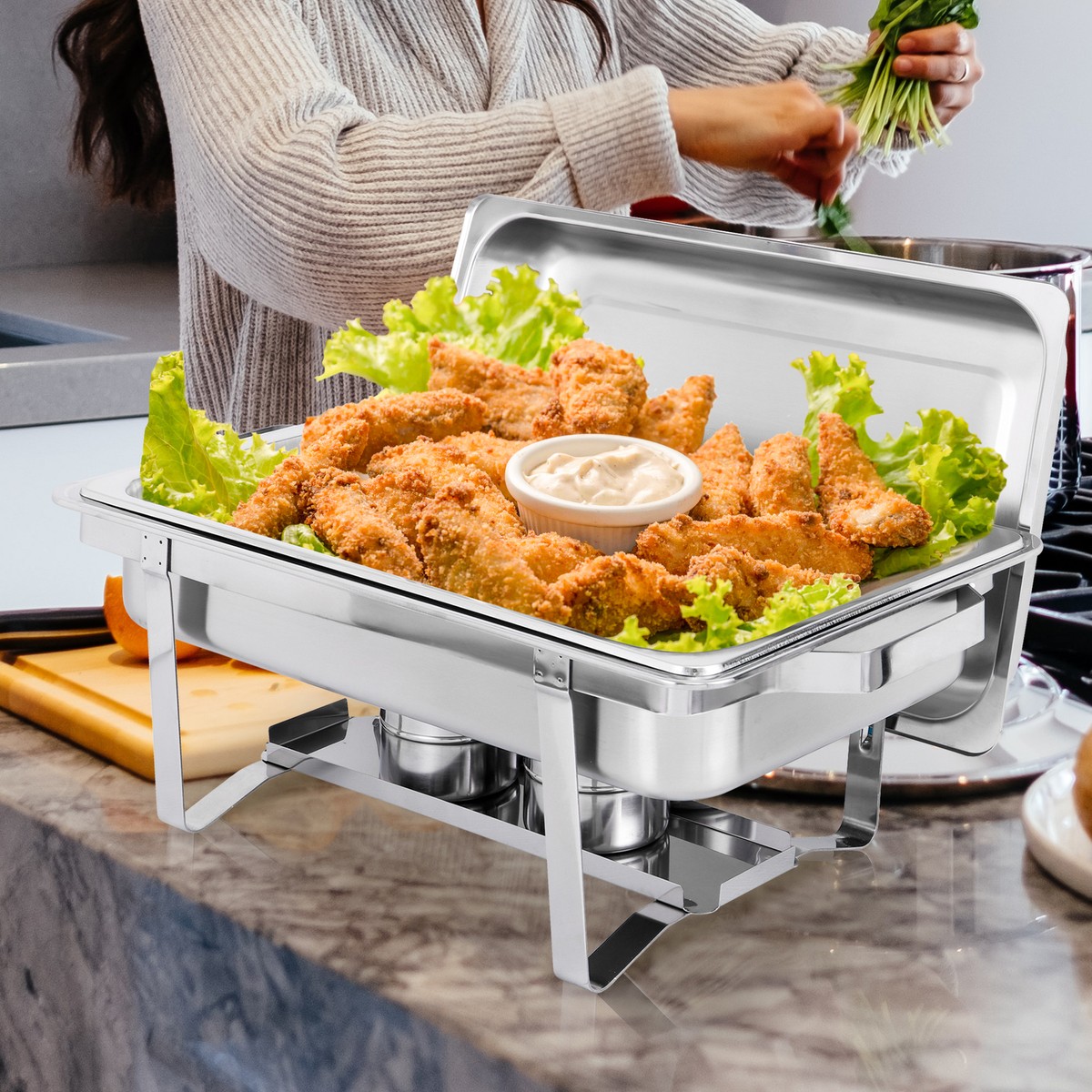 Lacor Chafing Dish Elettrico 900W - 8.5 Litri, Acciaio Inox, Per Ristorazione E Eventi - Foto 9