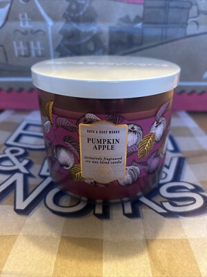 Bath & Body Works Pumpkin Apple Scented 3 Wick Candle 