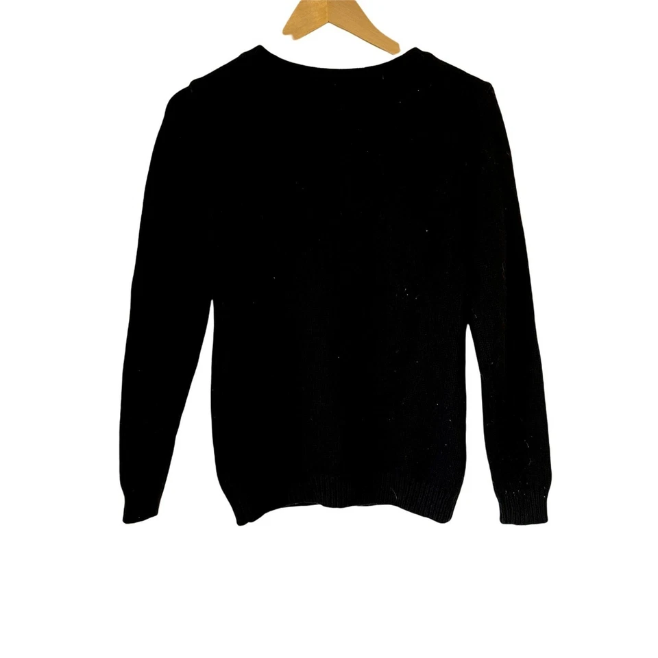 Love Hanna/Hanna Andersson Black Knit Sweater with Embroidered Flowers Crew Neck - Image 2 of 4