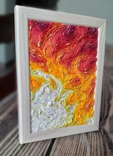 Decorative sculpture in a frame. Polymer clay. Handmade.
