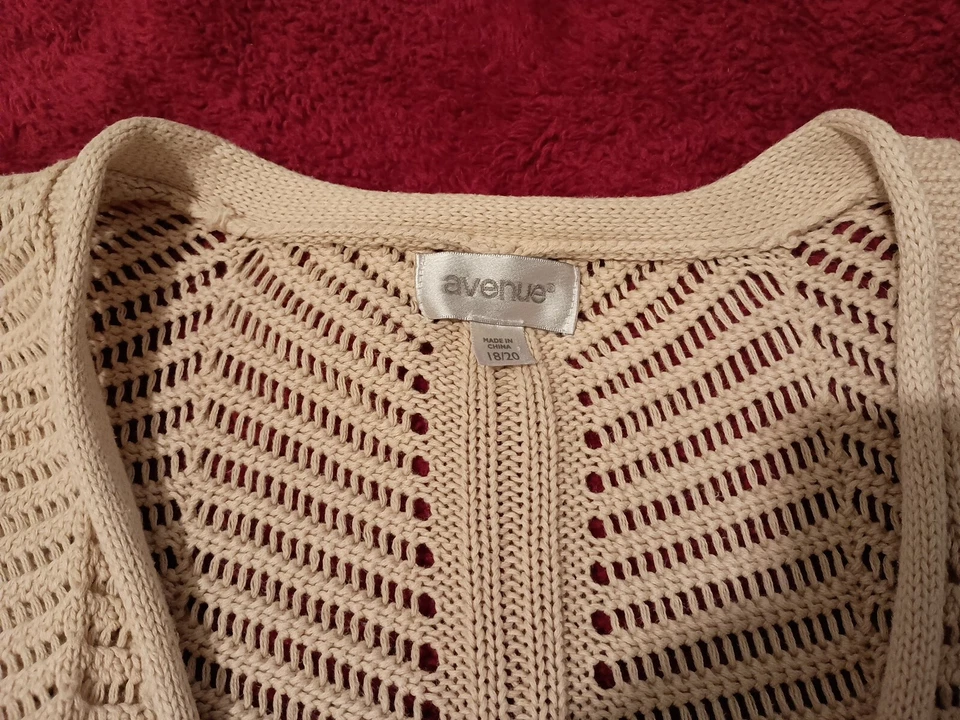 **Oferta***Suéter de ganchillo 100 % algodón talla grande Avenue 18-20 beige  Foto 3 de 4