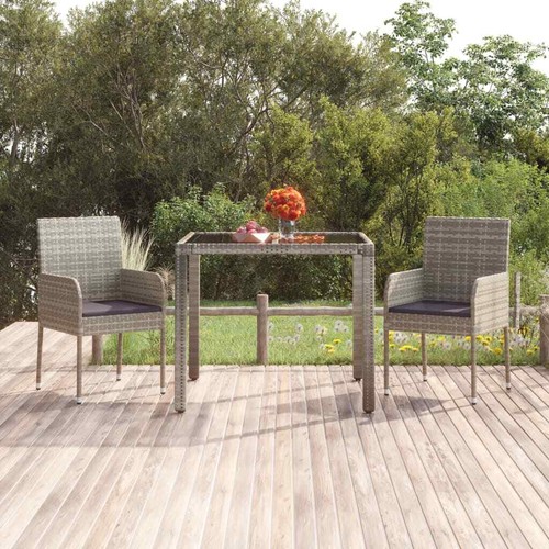 Garden Table With Glass Top Grey 90X90X75 Cm Poly Rattan eBay