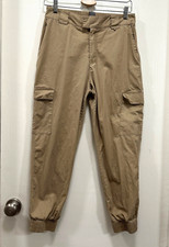 Women Parachute Cargo Pants Khaki Y2K Paratrooper Utility size Medium Flaw