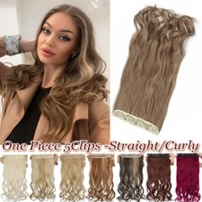 One Piece THICK Clip in Hair Extensions 5 Clips Full Head Long Natural As Human