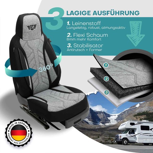 Fundas de asiento adecuadas para McLouis Glen Plus 1900 (negro-gris claro) - Imagen 2 de 13