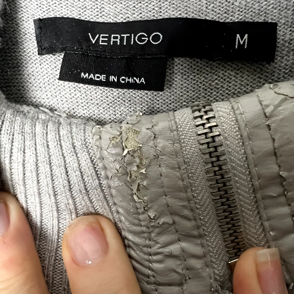 Chaqueta de bombardero recortada Vertigo mediana imitación larga mezcla de piel de angora marrón gris Foto 3 de 4