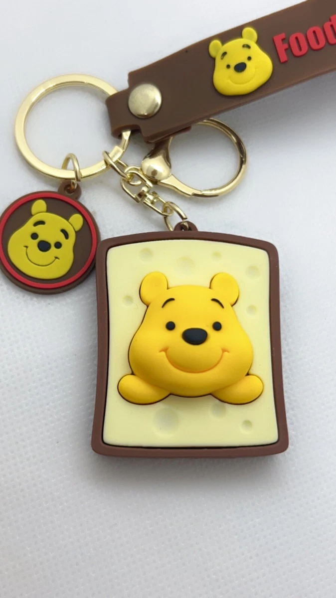 Winnie the Pooh keychain keyring bread toast cheese bag charm pom