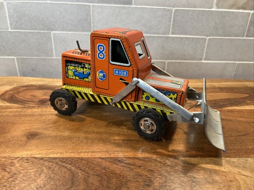 TRACTOR WITH SNOW PLOW BLADE as marking "H" made in japan Tin Toy - Picture 3 of 9
