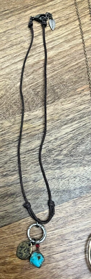 Juego de Collares Turquesa Collar Cadena de Oro Coldwater Creek Cuero Largo Foto 4 de 4