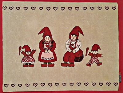 VINTAGE HEJMDAL CHRISTMAS DECORATION DWARFS PRINT COASTER PLACEMATE DOILY
