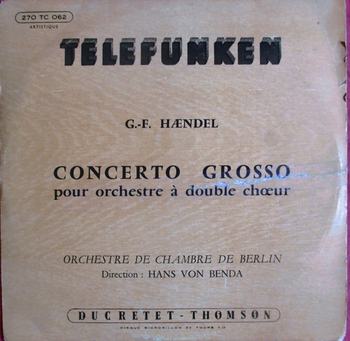 HANS VON BAEDA - 10" "HÄNDEL GROSSES KONZERT" TELEFUNKEN DUCRETET - THOMSON - Bild 1 von 2