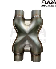 Dual 2.25" X Pipe Universal Stainless Steel Stamped Crossover Exhaust Tail Pipe