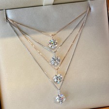 1 Carat Moissanite Solitaire Pendant Necklace – 18K Gold, 4 or 6 Prong Setting