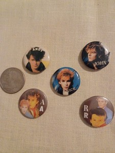 Vintage 80s Pop Rock Collectible Pins Duran Duran Lot of 5 Pinback Buttons