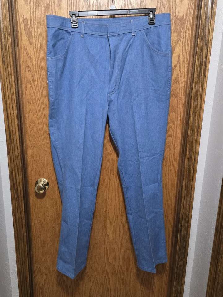 Jeans Vintage HONORS EE. UU. 42x32 Azul 50/50 Poli Algodón Denim Nuevo de Lote Antiguo Años 70 80 Foto 2 de 4