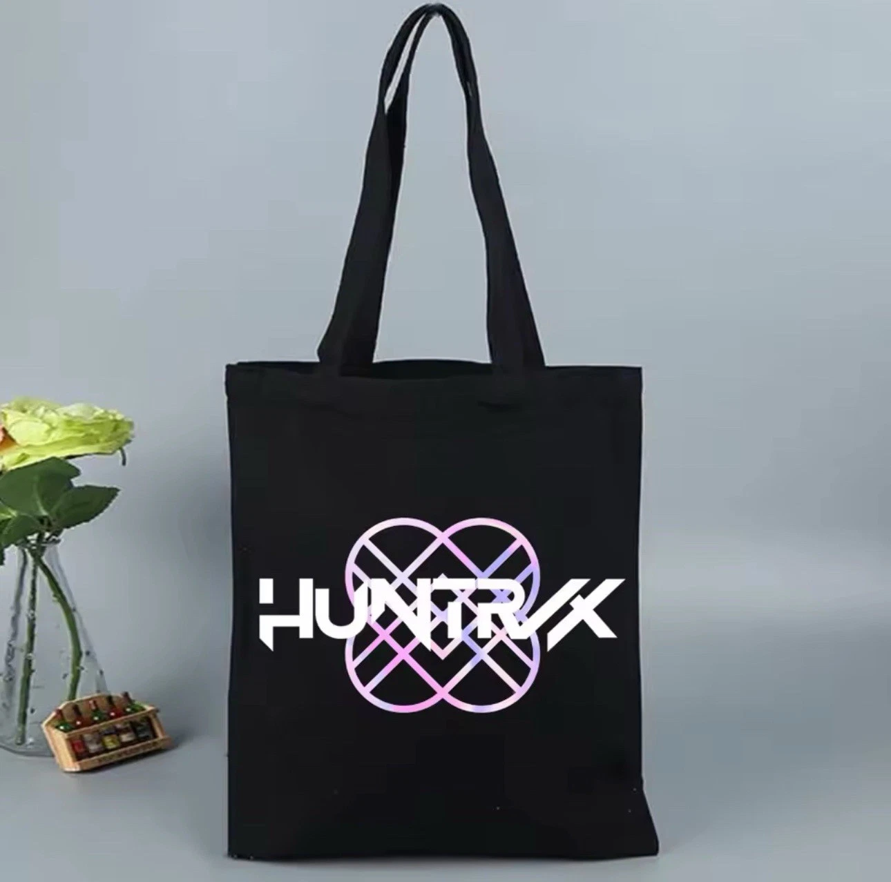 Kpop Demon Hunters HUNTRIX Canvas Tote Bag - Black
