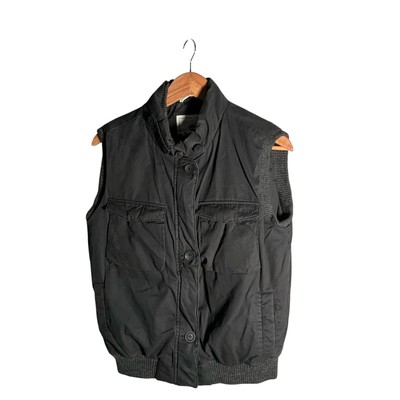 Timberland Weste Herren Gr. 42 (S) schwarz Full Zip Baumwolle Knopf Taschen Outdoor
