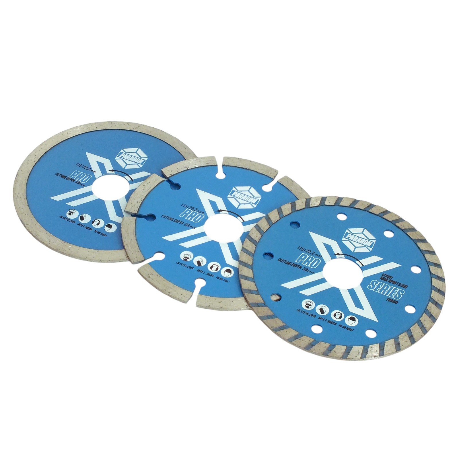 3 Pack Diamond Cutting Discs 115mm 4.5"" Angle Grinder Masonry Stone 22.2mm Bore