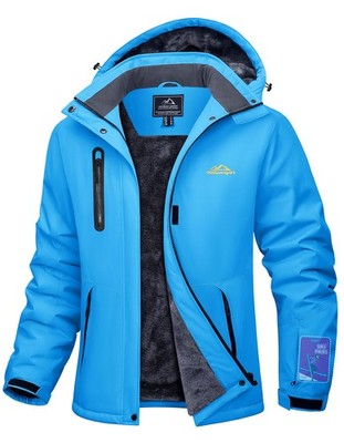 Womens Waterproof Winter Jacket Fleece Lined Warm Snow Outdoor Ski Hooded Jacket