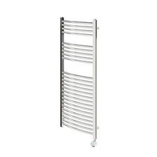 Flomasta Towel Radiator Electric Chrome Gloss Curved 1200mm x 500mm 1024BTU