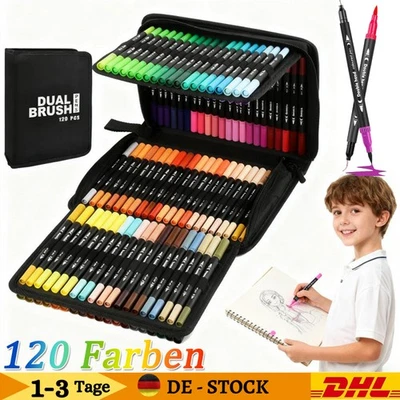 MARKENLOS Acrylstifte 120 Farben, 0.4-4mm Wasserfester Dual Tip Marker mit doppelten