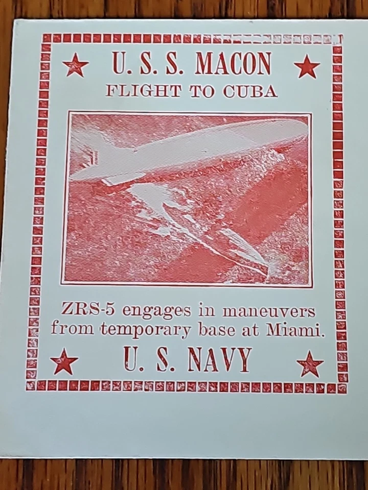 1934 USS MACON ZRS-5 AIRSHIP "FLIGHT TO CUBA" BLIMP NAVAL POSTAL COVER ENVELOPE  - Image 4 of 4