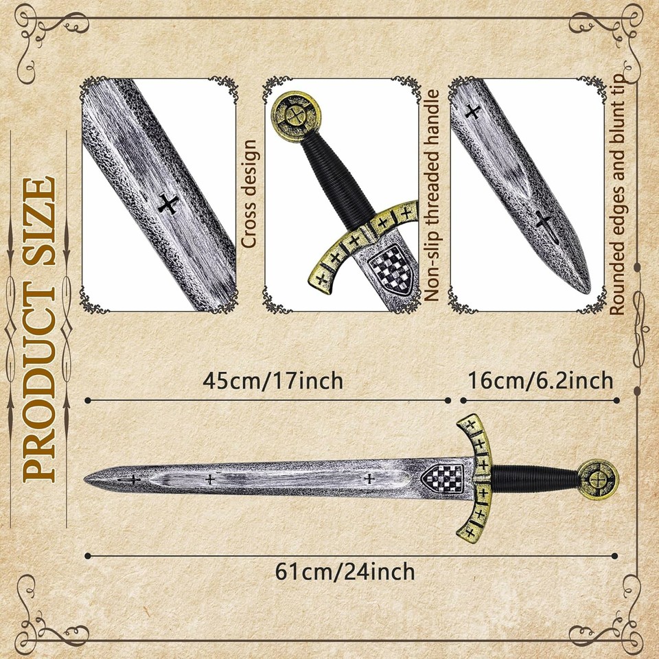 Set of Two 61cm Plastic Knight Swords World Book Day Fancy Dress ...