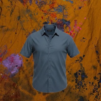 Basic Editions Blue Button Up Short Sleeve Shirt