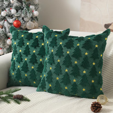 Christmas Pillow Covers 18 x 18 inch Set of 2 Dark Green Christmas Tree Pillow C