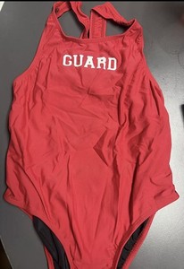 57pcs-NWT Red Female one piece Swimsuit GUARD Printed On Front RESELLER