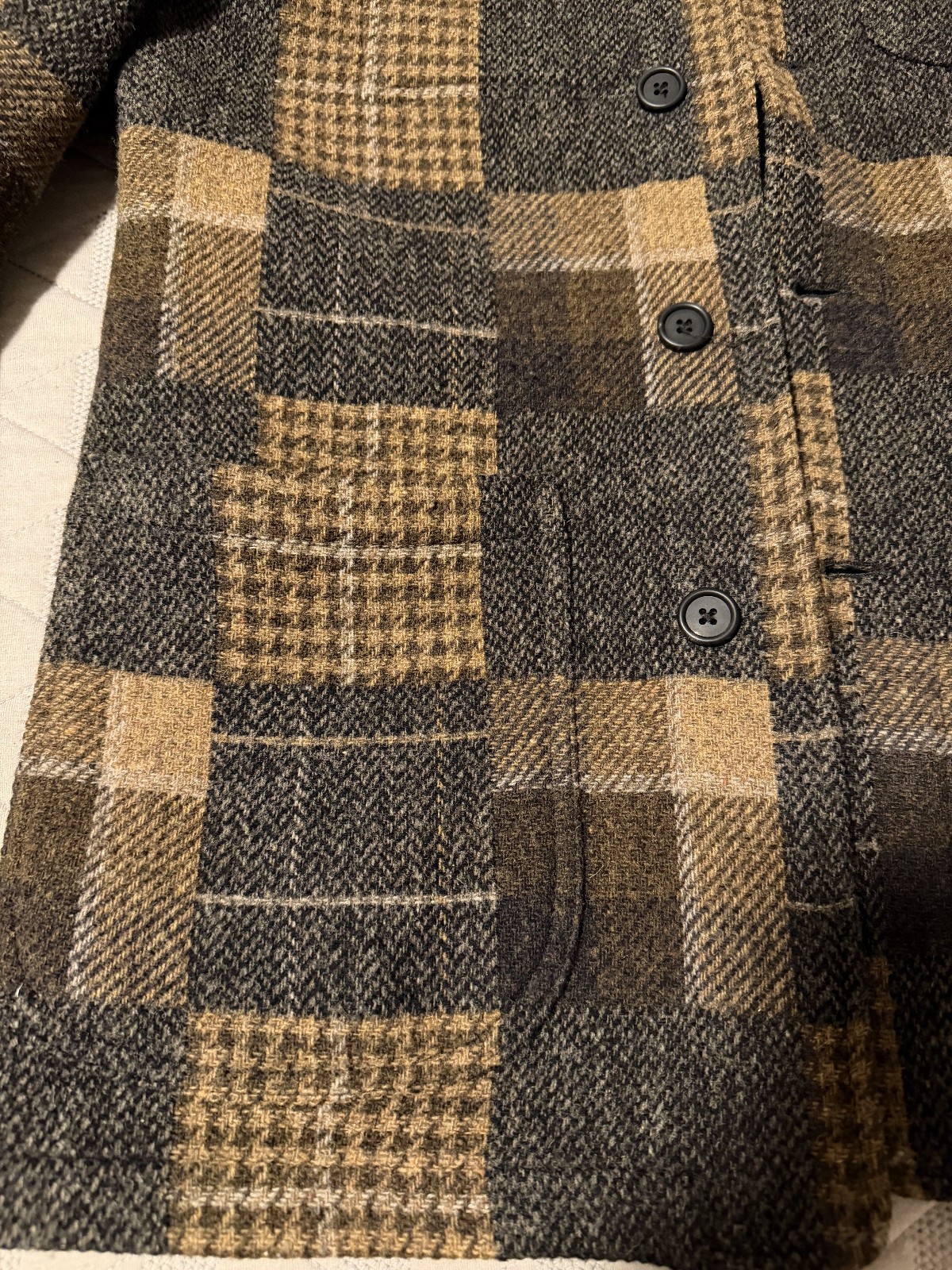 Sid Mashburn Wool Patchwork Chore Jacket Men's Sm… - image 4