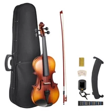 Violin 4/4 Size Fiddle Set for Adult Beginners with Case Rosin Brown