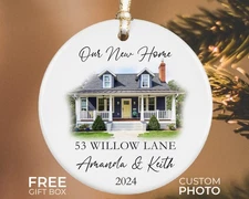 Personalized New Home Photo Ornament, Custom House Address Ornament, Housewarmin