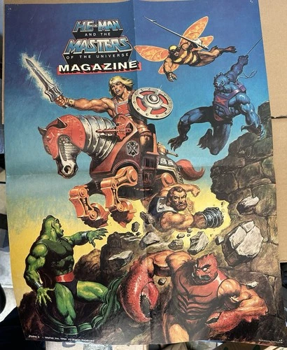 Vintage MOTU POSTER He-Man Magazine 1985 Landshark Skeletor He-Man 1980s 22 x 16
