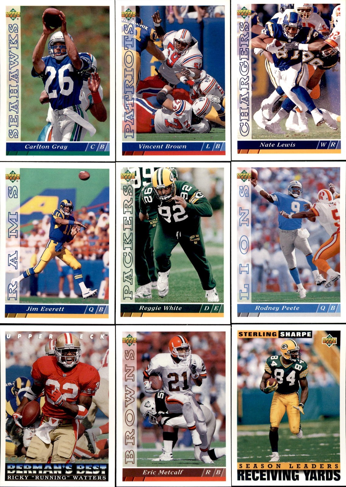 1993 Upper Deck Football Complete Your Set #301-530 You Pick!