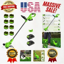Powerful 12-Inch 20V Adjustable Cordless Grass Trimmer & Edger - 8 Extra Spools