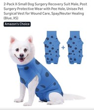 2Pk XSmall Dog Surgery Recovery Suit Post Surgery Protective Wear with Pee Hole,