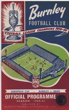 Burnley v Reims, European Cup Programme, 1960