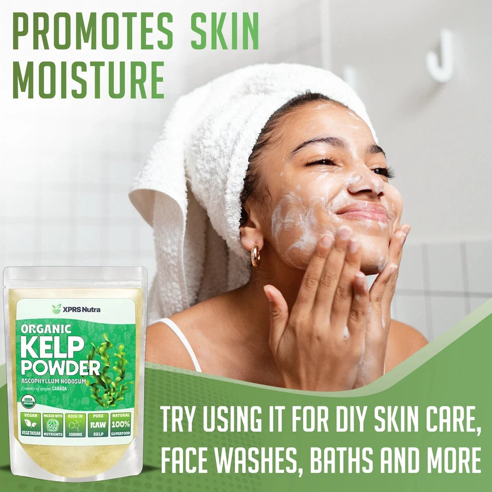 POLVO ORGÁNICO DE ALGAS MARINAS Ascophyllum Nodosum Algas Fuente de yodo para la piel de la tiroides Foto 3 de 4