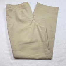 Talbots Womens Pants sz 10 Beige Flat Front Straight High Rise Stretch Lined