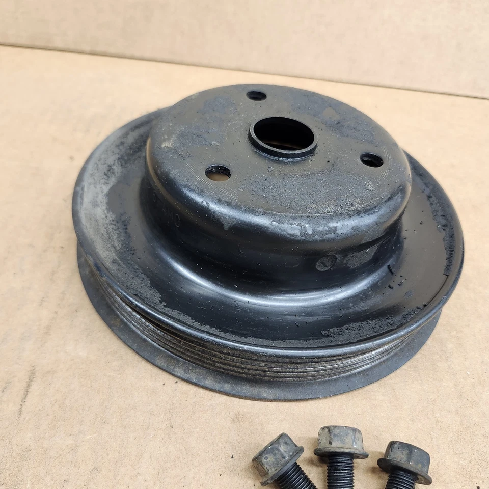 Polea y pernos del cigüeñal del motor Corvette 84-91 eje de manivela serpentina BUENO Foto 2 de 4