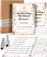 UNCLE EJ  Grooved Cursive Handwriting Workbook Kit - Reusable Large, Beige