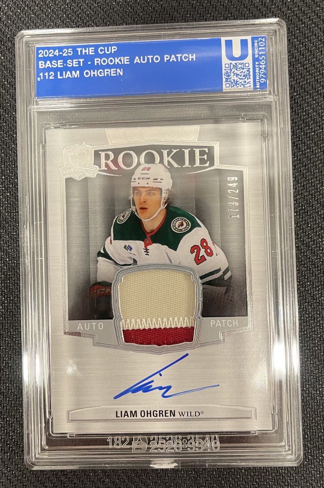 2024-25 UD THE CUP LIAM OHGREN #112 ROOKIE AUTO PATCH #ed 173/249