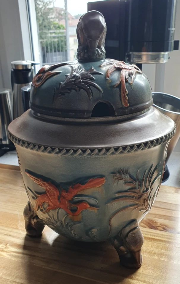 Rumtopf / Keramik / Steingut mit Reliefmuster - Bild 3 von 4