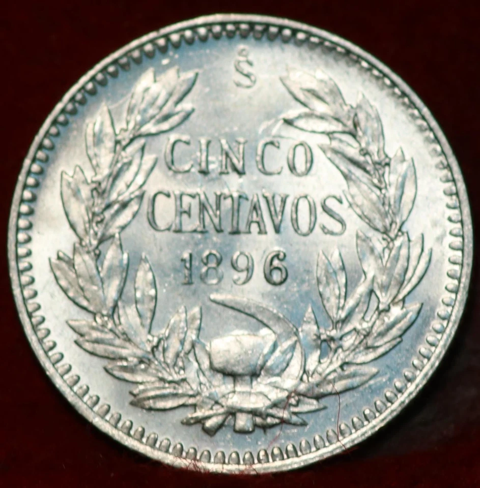 Uncirculated 1896 Chile 5 Centavos Silver Foreign Coin - Image 2 of 2