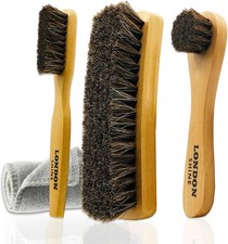 Shoe Brush 4 Pcs Horsehair Shine Shoes Brush Kit Dauber Applicator Cleaning