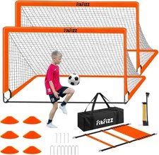 Soccer Goals for Backyard, Net 2 of 6X4 / 4X3 ft 6x4 FT, Orange 